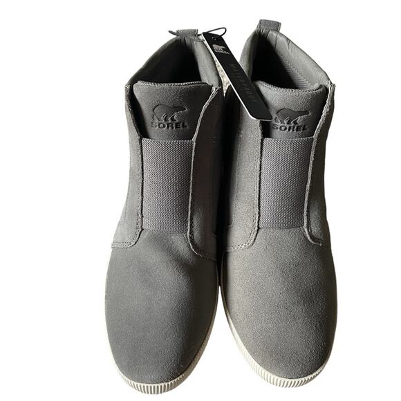 SOREL Womens/Teen OUT N ABOUT PULL ON WEDGE Bootie Size 8.5 Sea Salt Grey - Picture 2 of 8